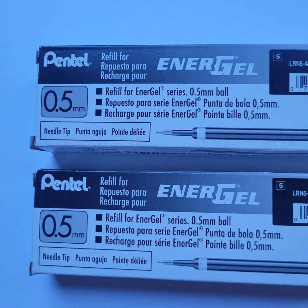 Pentel EnerGel LRN5-A 0.5mm Needle Tip Black‎ Ink Refills 2 Boxes